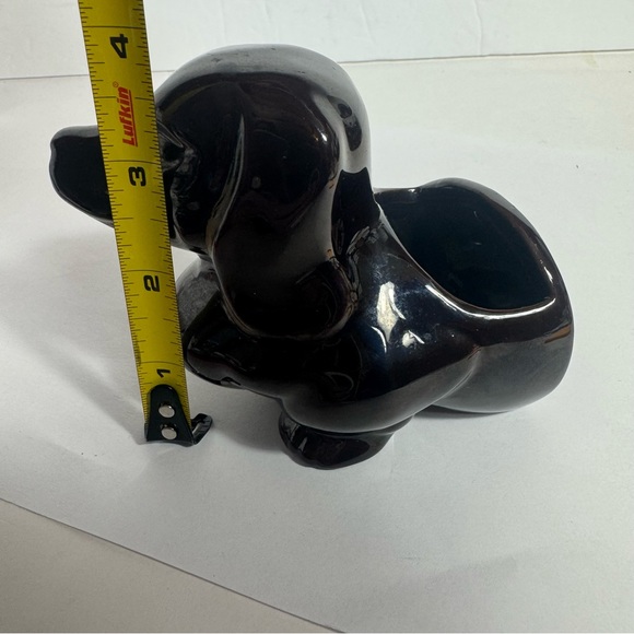 Lipper & Mann-Vintage 1970's DACHSHUND Dog Planter. Brown Drip Redware Pottery - Picture 8 of 11